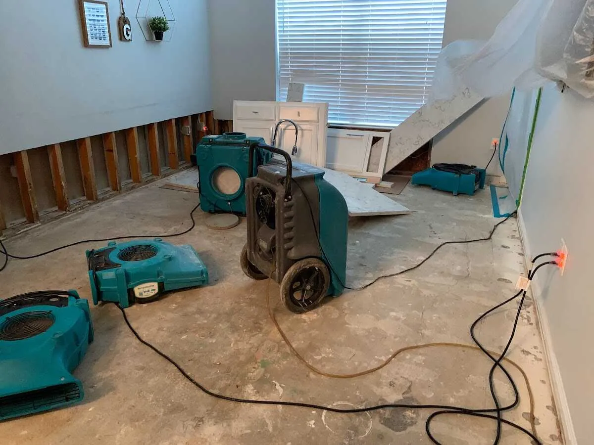 Dehumidifier in flood-cut room for Water Damage Restoration in Spring Valley Lake